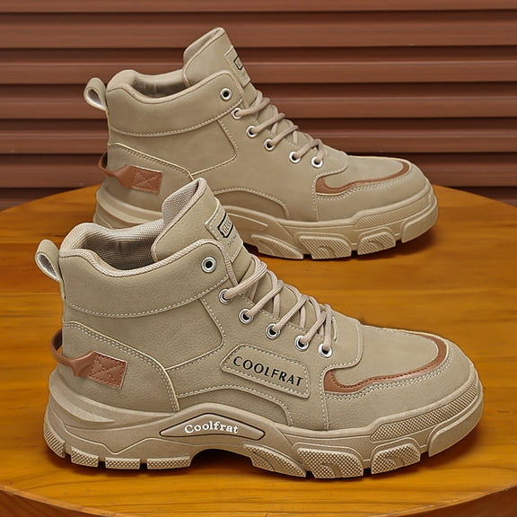 LIJCC Men's Fashion Lace Up Hiking Sneakers Durable Breathable Work Non-Slip Outdoor Sports Shoes with Lace-up Design Casual Comfortable Shoes