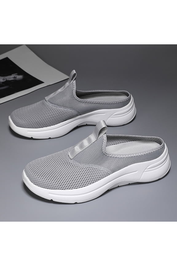 Men's Knit Round Toe Platform Clogs Mules Slip-On Sneakers Lightweight Casual Walking Shoes with Air-Cooled Non-Slip Lightweight Soft Sole Foam Summer Comfort