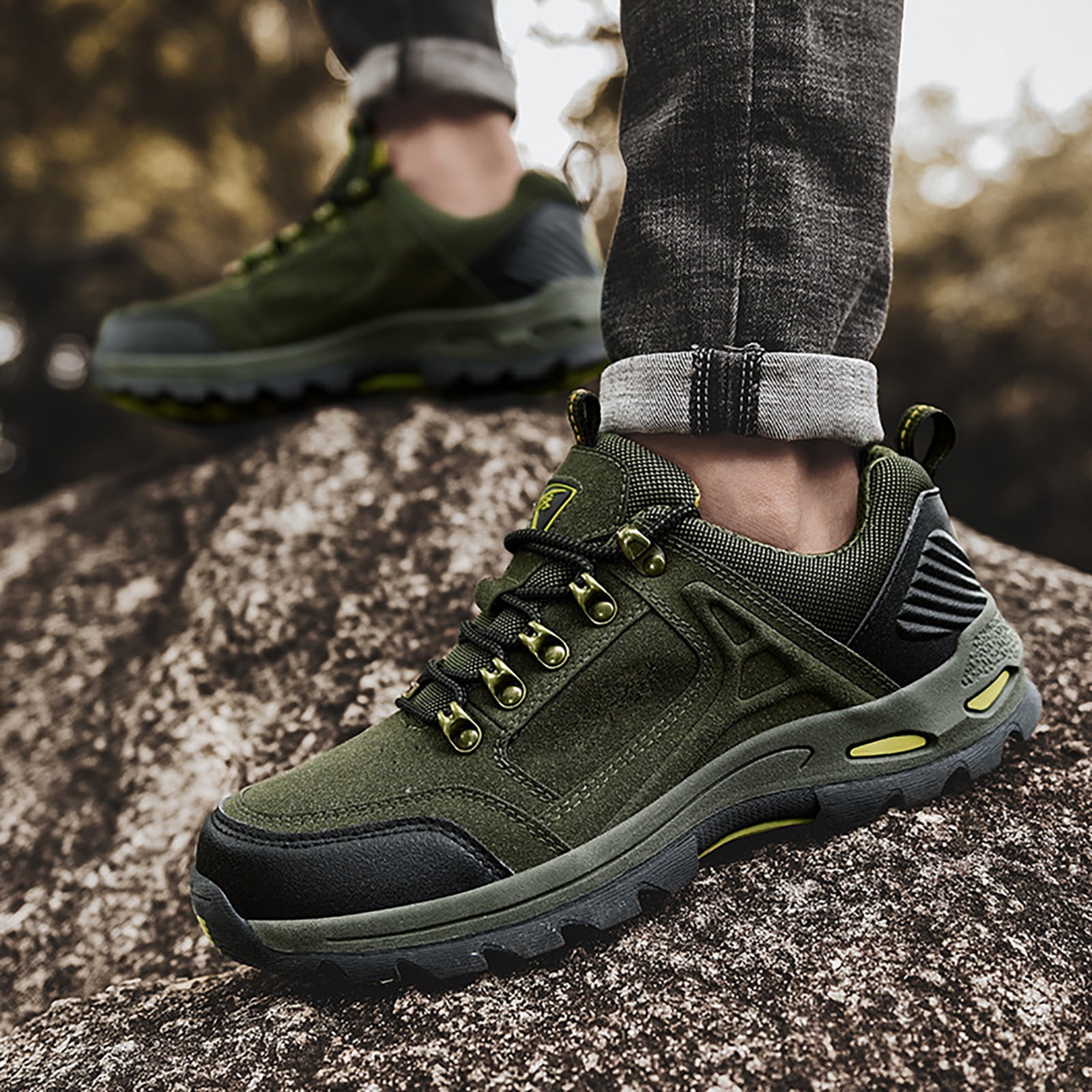FitVille Men's Waterproof Hiking Shoes - Extra Wide Toe Box & Slip-Resistant Trekking Trainers