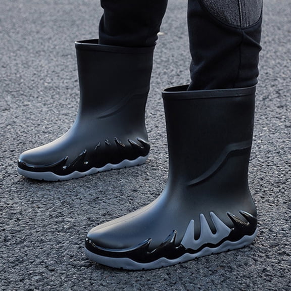 LIJCC Men's Rain Boots Width Mid-Calf Comfort Short Boots Ankle Rubber Boots Waterproof Garden Boots Non-Slip Lightweight Platform Mud Boots Fishing Boots Water Boots