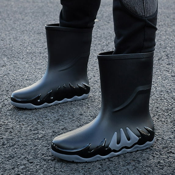LIJCC Men's Rain Boots Width Mid-Calf Comfort Short Boots Ankle Rubber Boots Waterproof Garden Boots Non-Slip Lightweight Platform Mud Boots Fishing Boots Water Boots