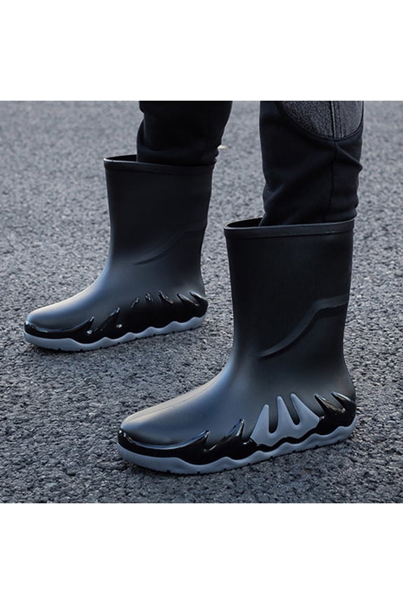 Men's Rain Boots Width Mid-Calf Comfort Short Boots Ankle Rubber Boots Waterproof Garden Boots Non-Slip Lightweight Platform Mud Boots Fishing Boots Water Boots