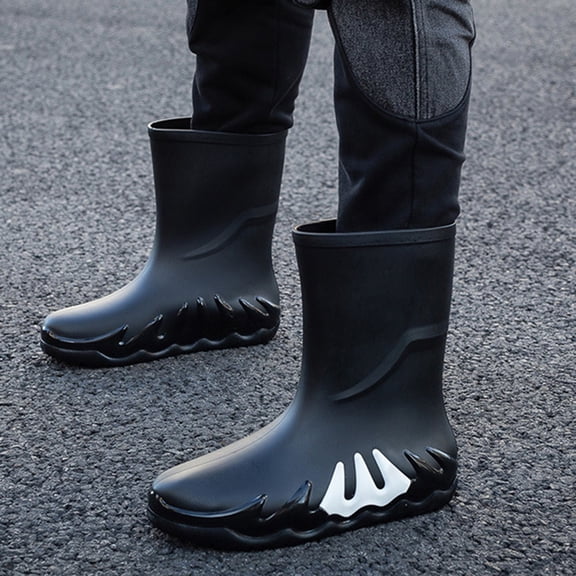 LIJCC Men's Rain Boots Width Mid-Calf Comfort Short Boots Ankle Rubber Boots Waterproof Garden Boots Non-Slip Lightweight Platform Mud Boots Fishing Boots Water Boots