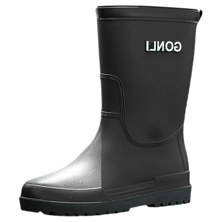 LIJCC Men's Steel Toe Rain Boots Waterproof Rubber Boots for