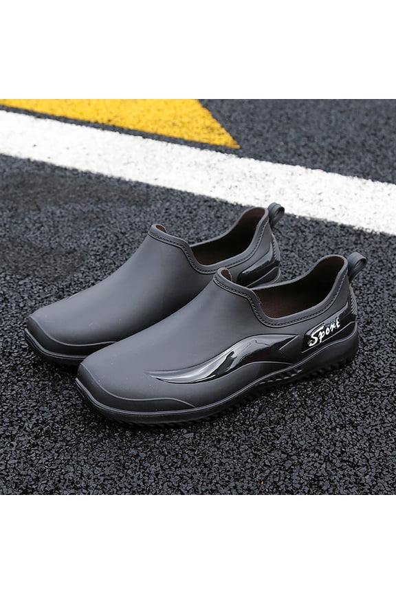 Mens Stylish Short Low Top Rain Boots Ankle Deck Boots Waterproof Anti-Slip Mud Shoes for Garden Outdoor Comfortable Work Fishing Farming Gardening All-Season Rain Shoes