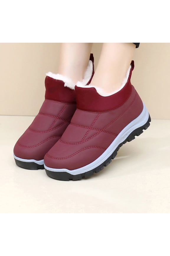 Snow Boots for Women Winter Warm Plush Lined Waterproof Soft Sole Non Slip Orthopedic Outdoor Shoes Round Toe Fully Fur Lined Outdoor Sneakers Slip on Insulated Ankle Boots