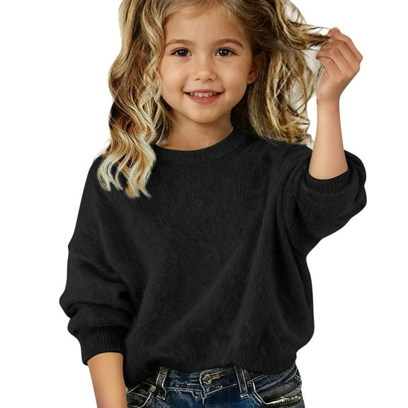 LIJCC Sweaters for Girls Knitted Long Sleeve Crewneck Pullover Tops Oversized Fall Winter Warm Toddler Oversize Knit Fashion Casual Soft Clothes