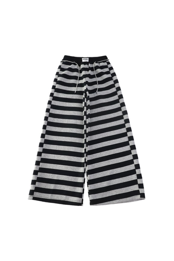 Teen Girls Striped Wide Leg Elastic Waist Straight Leg Sweatpants Comfy Cute Streetwear Y2k Grunge Emo Drawstring Baggy Trendy Lounge Pants