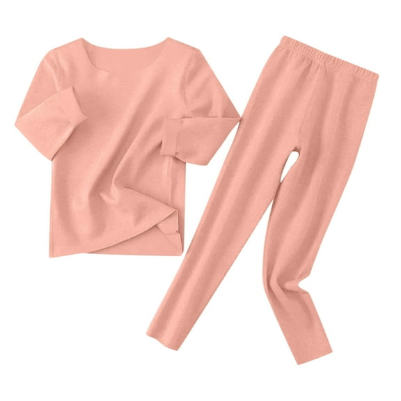 LIJCC Thermal Underwear for Kids Boys Girls Seamless Base Layer Long Johns Set Solid Color Soft Base Layer Top Long Underwear Tops+Pants Outfit