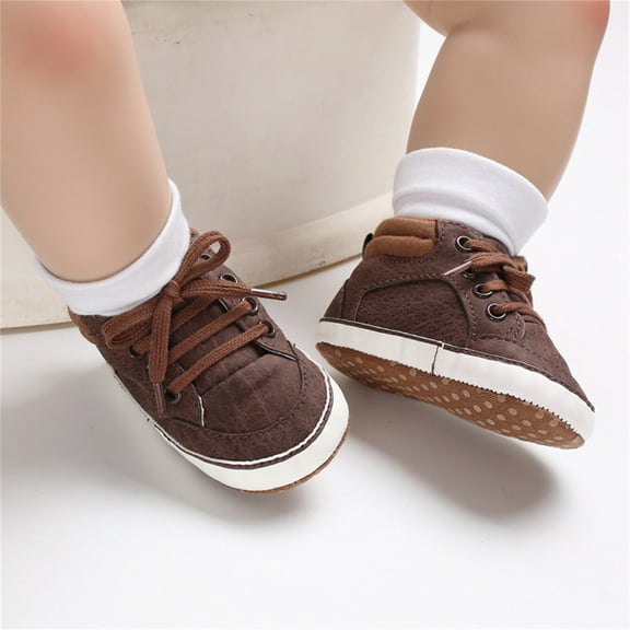 LIJCC Toddler Baby Boys Girls High Top Canvas Lace Up Sneakers Soft Soles Anti Skid Infant Ankle Slip On Lightweight Shoes Prewalker First Walking Crib Comfotable Shoes
