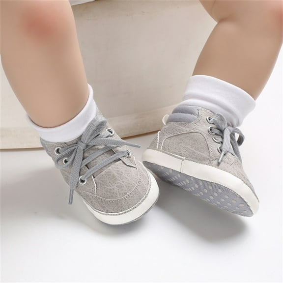 LIJCC Toddler Baby Boys Girls High Top Canvas Lace Up Sneakers Soft Soles Anti Skid Infant Ankle Slip On Lightweight Shoes Prewalker First Walking Crib Comfotable Shoes