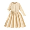 thumbnail image 1 of LIJCC Toddler Baby Girl Long Sleeve Dress Girls Ribbed Knit Sweater Dresses Solid Color Textured Kids Swing Holiday Clothes Fall Winter Fashion Clothes, 1 of 9