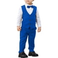 thumbnail image 1 of LIJCC Toddler Boy Formal Suit Clothes Gentleman Wedding Dress Outfit Long Sleeve Dress Shirt Waistcoat Suspender Pants 3 Pcs Set(Blue,6-7 Years), 1 of 9