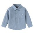 thumbnail image 1 of LIJCC Toddler Boys Button Up Dress Shirt Kids Long Sleeve Casual T-Shirt Soft Trendy Blouses Simple Tops Tees with Chest Pocket(Blue,5-6 Years), 1 of 7