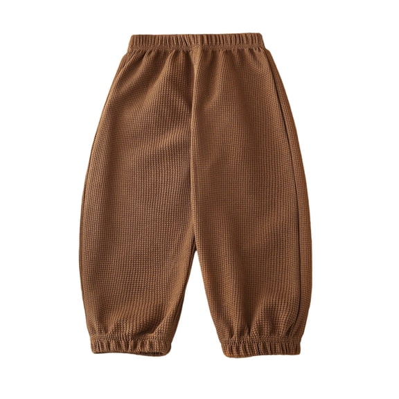LIJCC Toddler Boys Cotton Sweatpants Waffle Knit Bubble Pants Elastic Waist Breathable Workout Athletic Long Bloomers Joggers Fall Winter Trousers