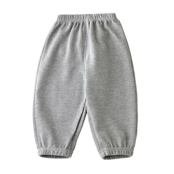 LIJCC Toddler Boys Cotton Sweatpants Waffle Knit Bubble Pants Elastic Waist Breathable Workout Athletic Long Bloomers Joggers Fall Winter Trousers