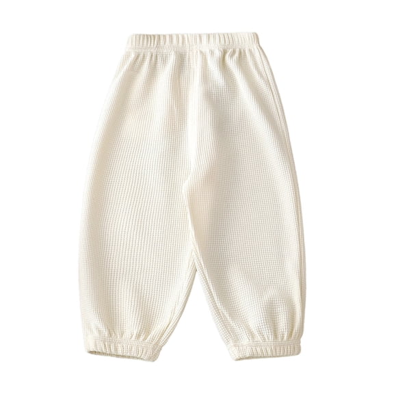 LIJCC Toddler Boys Cotton Sweatpants Waffle Knit Bubble Pants Elastic Waist Breathable Workout Athletic Long Bloomers Joggers Fall Winter Trousers