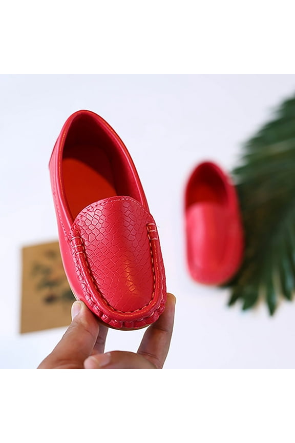 Toddler Boys Girls Comfort Loafer Shoes Soft Synthetic Leather Slip On Moccasin Flat Boat Dress Shoes Boat Shoes for Kids Dress and Slacks or School Uniform