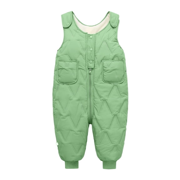 LIJCC Toddler Boys Girls Fleece Lined Overalls Infant Zip Up Warm Quilted Windproof Puffer Snowsuit Baby Open Crotch Cotton Pants Down Ski Overalls