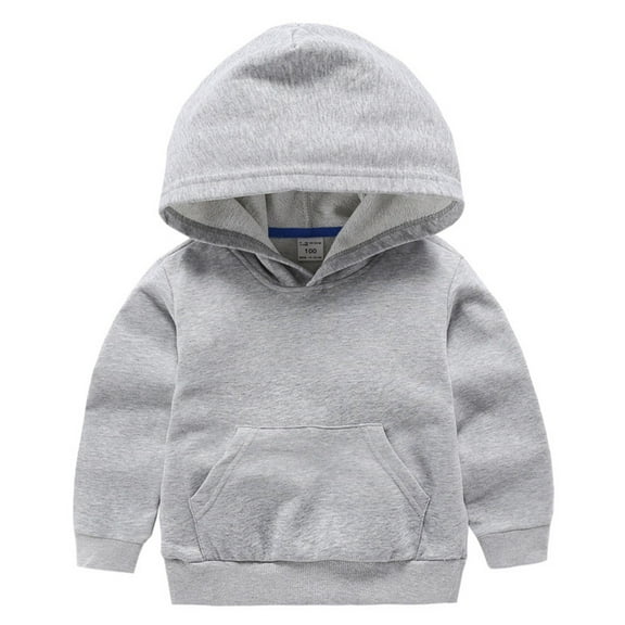 LIJCC Toddler Boys Girls Hooded Sweatshirt Long Sleeve Solid Color Crewneck Fleece Pullovers Hoodie with Pocket Kids Cotton Fall Warm Tops