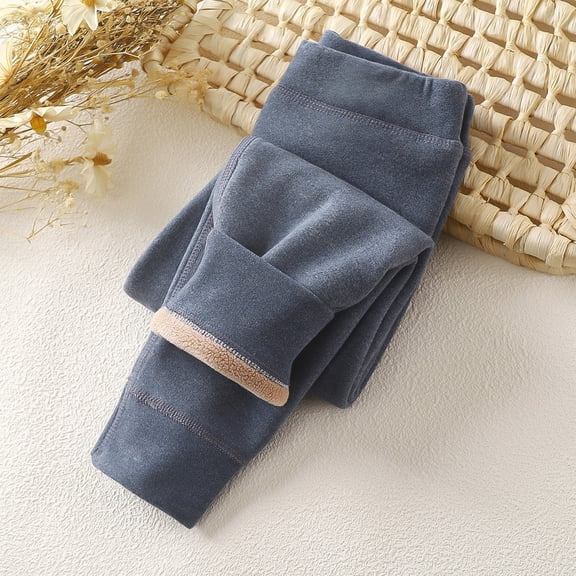 LIJCC Toddler Fleece Lined Tights Lounge Pant Girls Warm Thick Soft Cotton Solid Color Velvet Elastic Waisted Leggings Causal Cozy Footless Fall Winter Pants Pantyhose