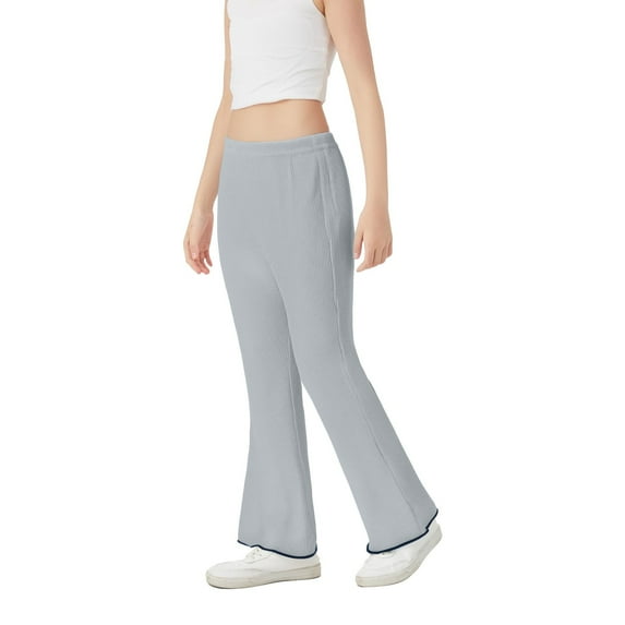 LIJCC Toddler Girl Flare Pants Slim Fit Trendy Trouser Yoga Clothes Fleece Lined Warm Plain Elastic Waist Bell Bottoms Leggings Wide Leg Pants