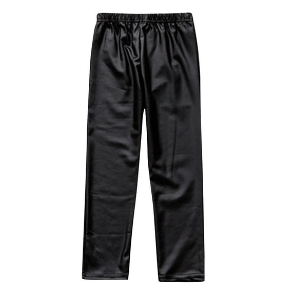 LIJCC Toddler Girls Faux Leather Pants Girls Kids Leggings Stretch Faux Leather Pants Trousers Shiny Stretch Leggings(Black,3-4 Years)