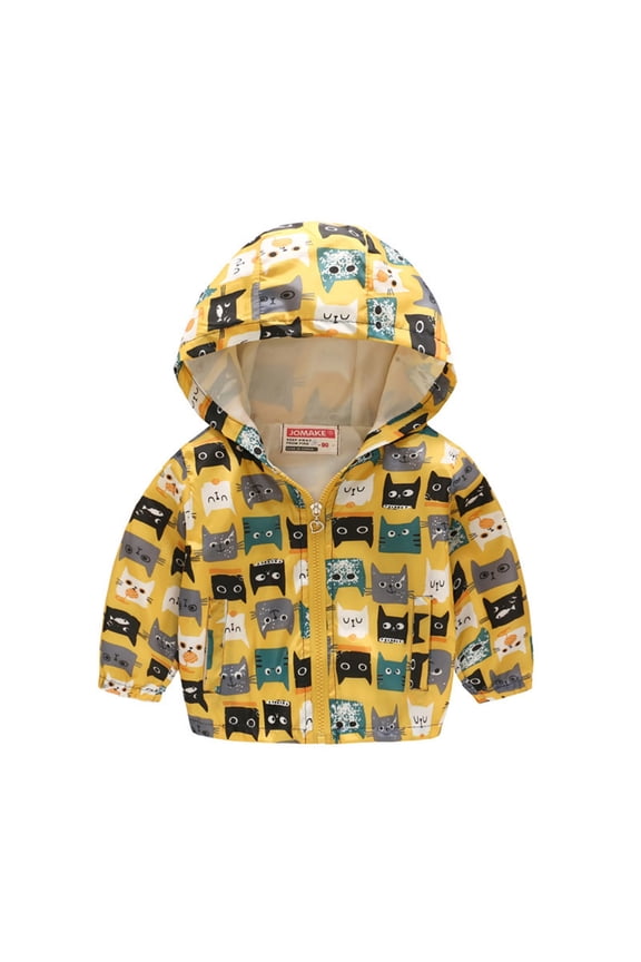 Toddler Girls Lightweight Fleece Jacket Kids Baby Boys Hooded Windbreaker Cartoon Star Print Zip Up Outerwear Windproof Fall Winter Jacket Hooded