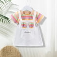 thumbnail image 1 of LIJCC Toddler Girls Short Sleeve Dresses with Pocket Summer Cotton Dress for Kid Girl Cute Bunny Ear & Rainbow Striped Original Casual Girl Outfits, 1 of 8