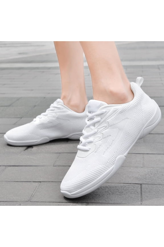 Toddler Girls Youth White Cheerleading Dance Shoes Athletic Training Lightweight Competition Tennis Sneakers Cheer Shoes Athletic Training Dance Shoes