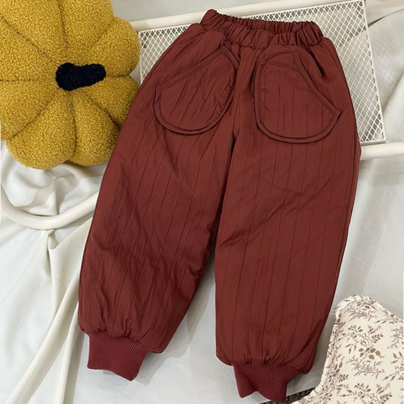 LIJCC Toddler Snow Pants Kids Lightweight Puffer Down Joggers Solid Color Elastic Waist Pull on Hiking Athletic Pants Fleece Lined Waterproof Ski Pants for Boys & Girls