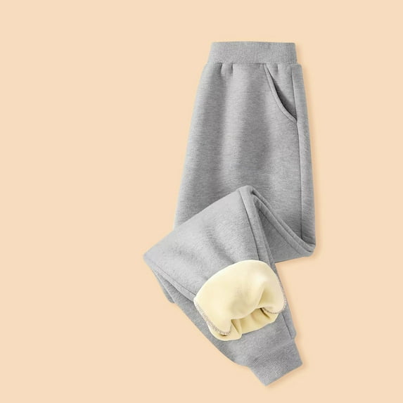 LIJCC Toddler and Boys Sherpa Fleece Lined Sweatpants Cotton Drawstring Pull-On Kids Jogger Pants Thermal Underpants Winter Warm Snowpants