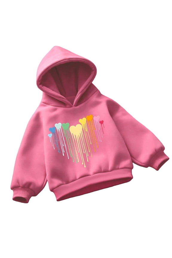 Trendy Kids Valentine’s Day Hoodie – Soft Fleece Pullover Sweatshirt with Colorful Dripping Heart Graphic, Stylish Toddler/Youth Sizes for Casual Outings or Fun Holiday Outfits