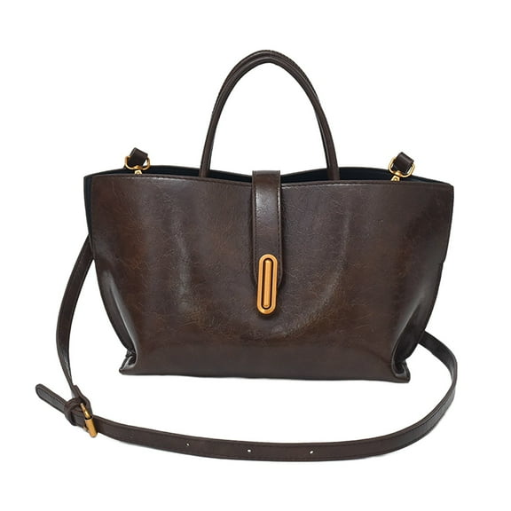 LIJCC Women Elegant Solid Color Handbag Burgundy Suede Tote Bags Fall Purse Brown Handbag Work Top-handle Bag PU Leather Top Handle Textured Buckle Shoulder Bag