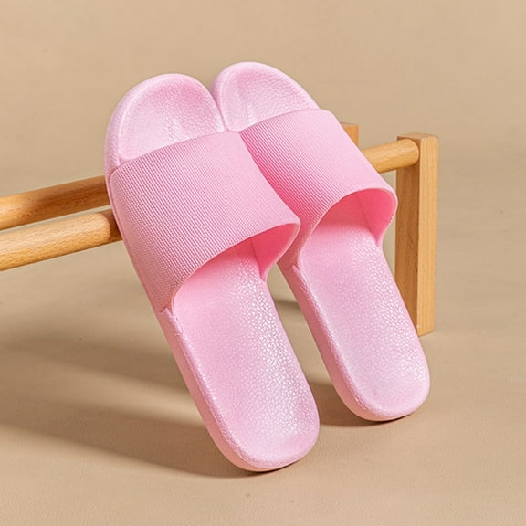 LIJCC Women Leather Slides Slip On Open Toe House Slipper Fashion Wide Width Beach Round Toe Non Slip Ultra Lightweight Soft Sole Bathroom Shower Slipper