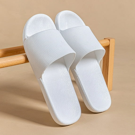 LIJCC Women Leather Slides Slip On Open Toe House Slipper Fashion Wide Width Beach Round Toe Non Slip Ultra Lightweight Soft Sole Bathroom Shower Slipper