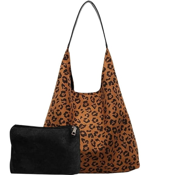 LIJCC Women Leopard Tote Bag Cheetah Purse Brown Vintage Hobo Bag Shoulder Bag Large Capacity Work Tote Bag Fasion Shopper Bag Office Travel