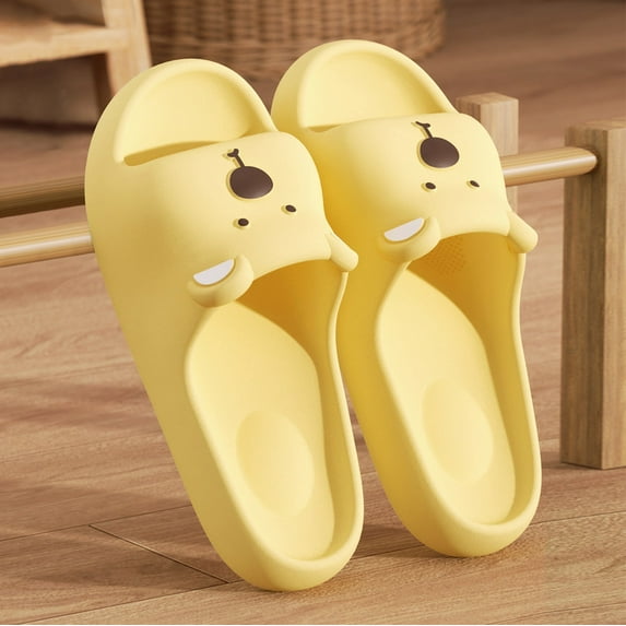 LIJCC Women Men Cartoon Bear Cute Funny Kawaii Slides Slippers Open Toe Slides Non-Slip Shower Shoes Soft House Anti Slip Cloud Slippers for Indoor & Outdoor