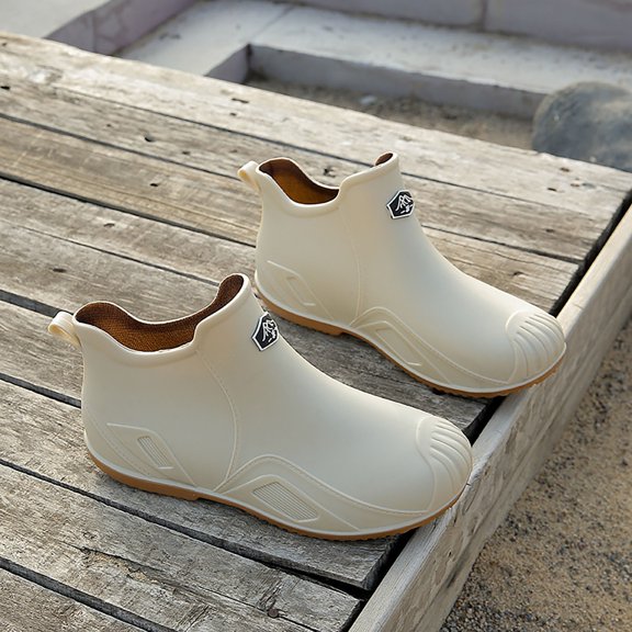 LIJCC Women Men Trendy Short Rubber Rain Boots Waterproof Deck Boots Ankle Outdoor Fishing Boot Comfortable Garden Work Shoes Lightweight Chelsea Boot Boating Camping Sailing