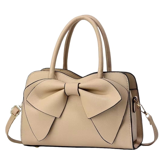 LIJCC Women Office Elegant Large Capacity Tote Solid Color Sweet Vegan Leather Cute Bow Purse Handbag Top Handle Elegant Crossbody Satchel Purses Satchels