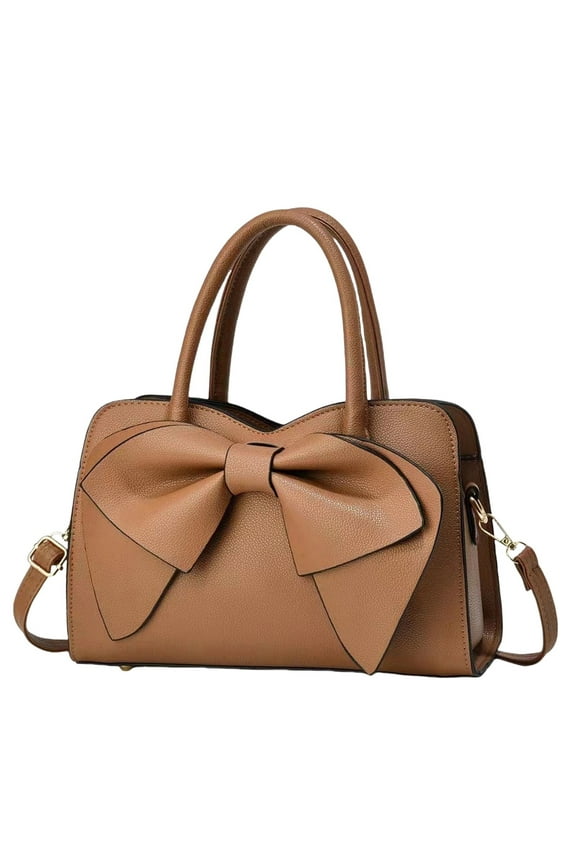 Women Office Elegant Large Capacity Tote Solid Color Sweet Vegan Leather Cute Bow Purse Handbag Top Handle Elegant Crossbody Satchel Purses Satchels