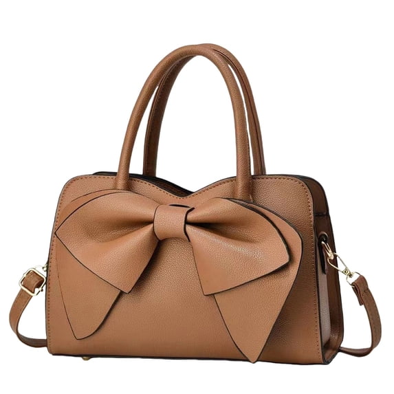 LIJCC Women Office Elegant Large Capacity Tote Solid Color Sweet Vegan Leather Cute Bow Purse Handbag Top Handle Elegant Crossbody Satchel Purses Satchels