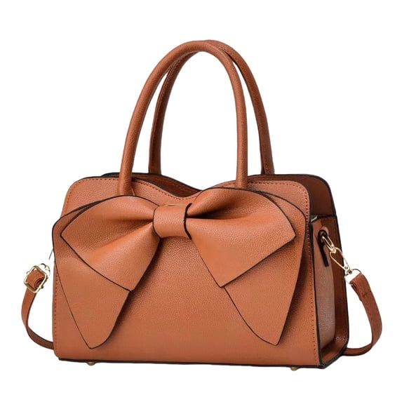LIJCC Women Office Elegant Large Capacity Tote Solid Color Sweet Vegan Leather Cute Bow Purse Handbag Top Handle Elegant Crossbody Satchel Purses Satchels