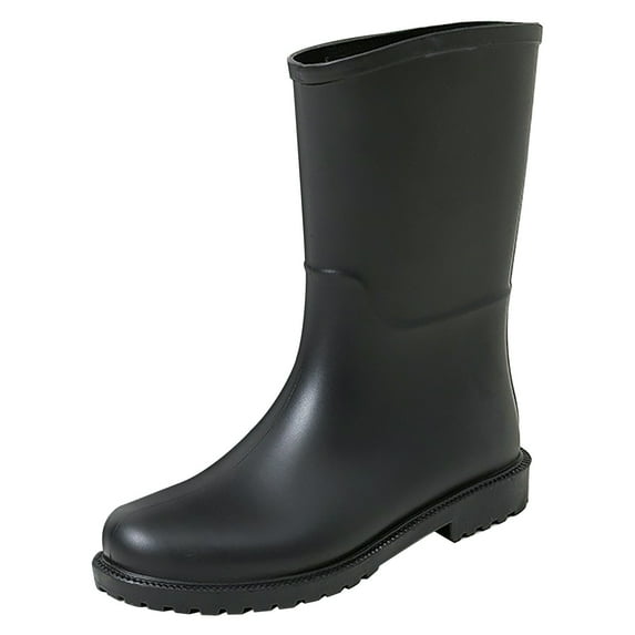 LIJCC Women Rubber Boots Wide Calf Rain Boots Water Proof PVC Rubber Rain Boot Mid Height Rain Shoes for Outdoor Gardening Work Walking