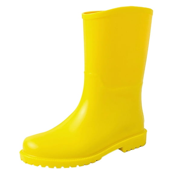 LIJCC Women Rubber Boots Wide Calf Rain Boots Water Proof PVC Rubber Rain Boot Mid Height Rain Shoes for Outdoor Gardening Work Walking