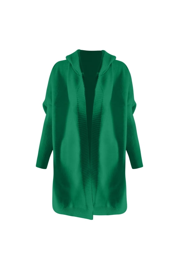 Women'S Cardigan Hooded Sweater Collar Temperament Commuting Bat Shaped Soft Loose Back Panel Sweater Sweater Sweater