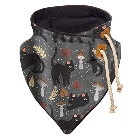 LIJCC Women'S Drawstring Printed Neck Scarf Women Drawstring Winter Warm Wrap Scarves Print Casual Soft Scarf Knitted Scarf