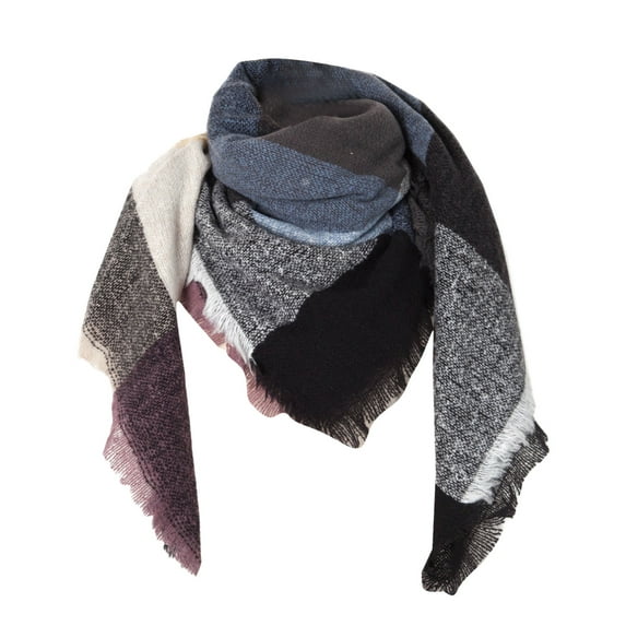 LIJCC Women'S Herringbone Checkered Wool Square Scarf Folio Triangle Scarf Womens Fall Winter Scarves Classic Fringe Plaid Scarf Warm Blanket Shawl Scarf