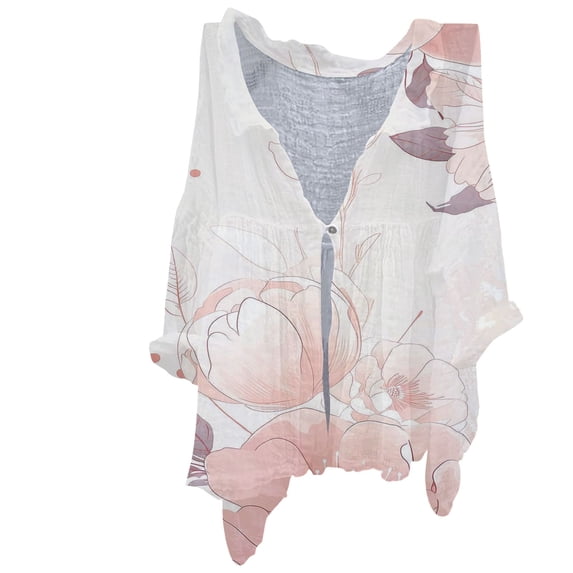 LIJCC Women'S Printed Three-Quarter Sleeve Plus Size Top Women'S Floral Butterfly Print Natural Autumn Fragrant Fabric Shirt