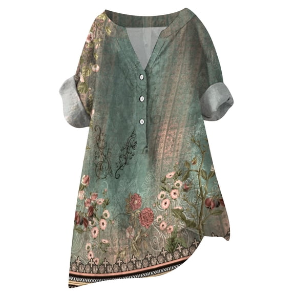 LIJCC Women'S Shirts Loose Button Shirt Top Stand Solid Color Medium Sleeve Collar Casual Women'S Shirt Women'S Shirt Ladies Tops